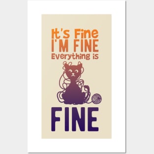 I am Fine Cat Bad Lucky Cat Posters and Art